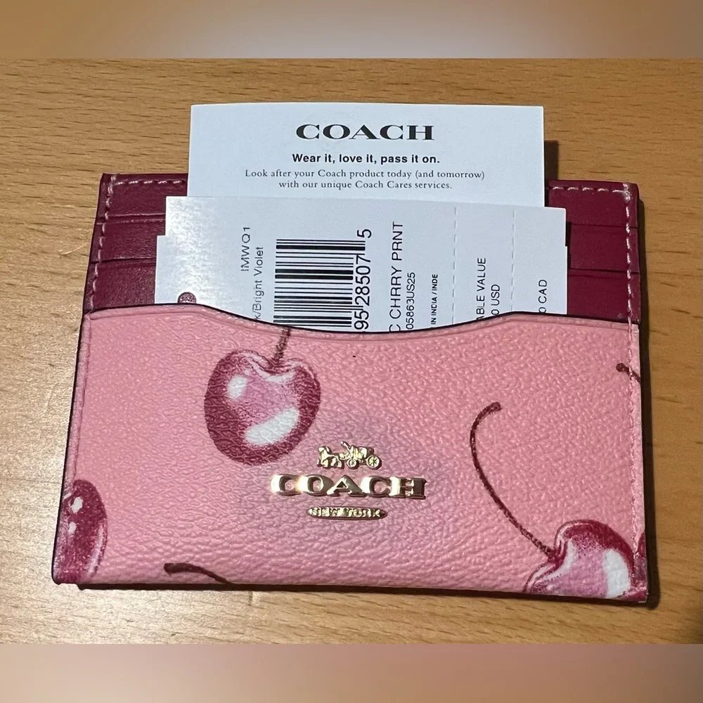 Coach Cherry Slim ID Card Case NWT